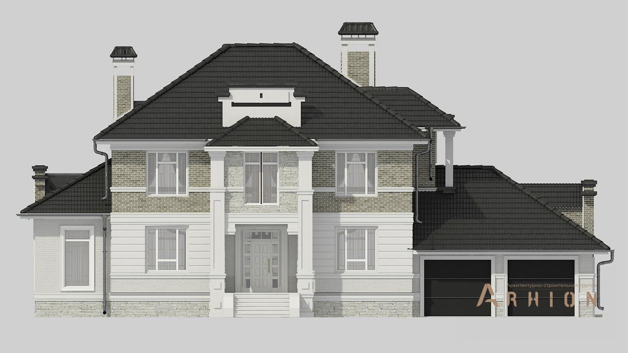 4. Проект двухэтажного дома в современном стиле с четырехскатной, cp-92-71, площадью - 295 кв c терассой, балконом, гаражом, вторым светом