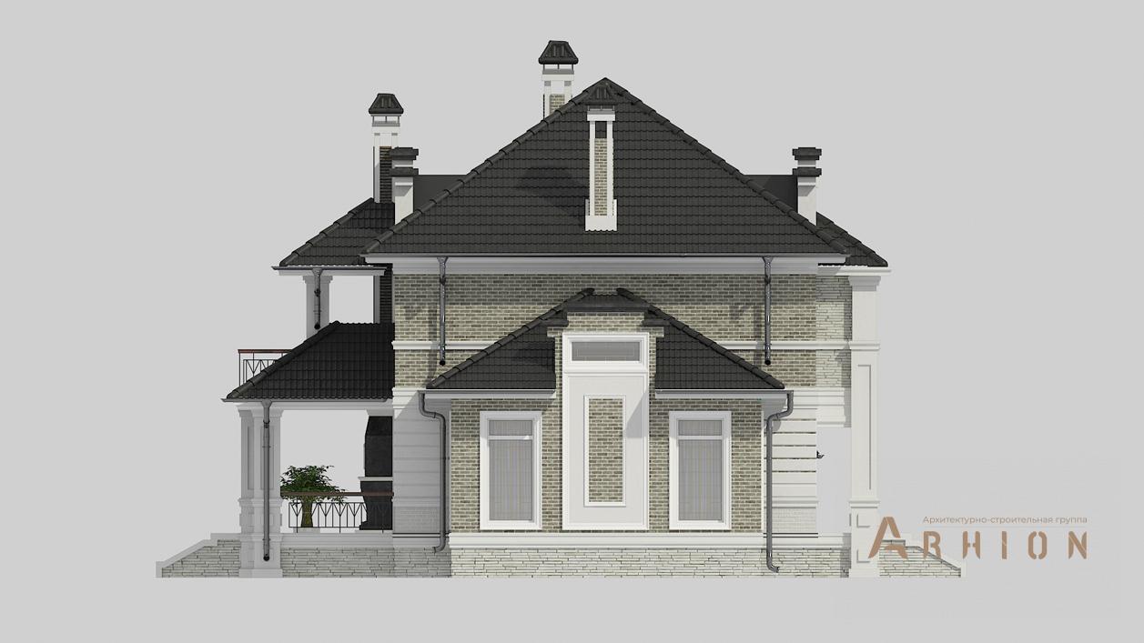 5. Проект двухэтажного дома в современном стиле с четырехскатной, cp-92-71, площадью - 295 кв c терассой, балконом, гаражом, вторым светом