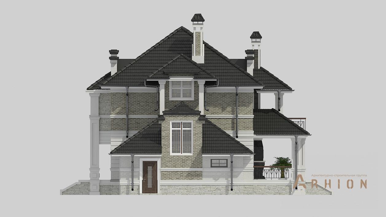 7. Проект двухэтажного дома в современном стиле с четырехскатной, cp-92-71, площадью - 295 кв c терассой, балконом, гаражом, вторым светом