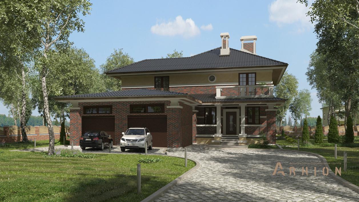 1. Проект двухэтажного дома в стиле Ллойда Райта (прерий) с многоскатной кровлей, cp-93-06, площадью - 429 кв c цокольным этажом, сауной, терассой, балконом, бассейном