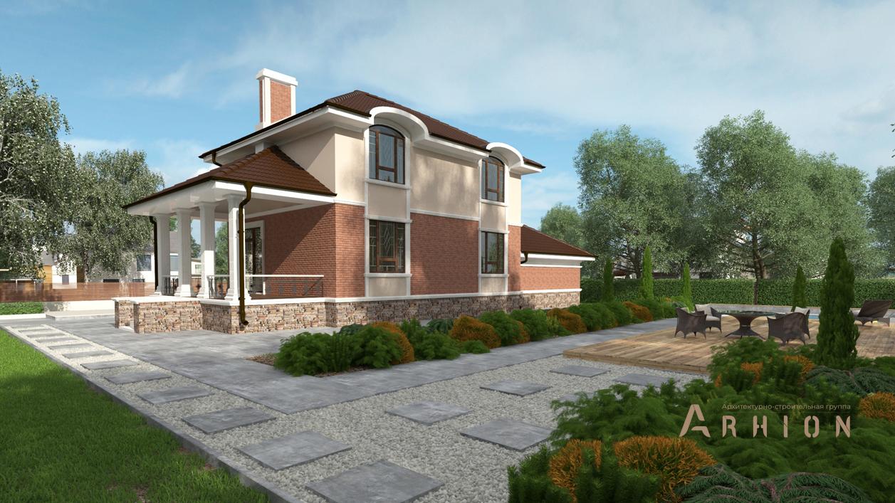 3. Проект двухэтажного дома в современном стиле с многоскатной кровлей, cp-93-41, площадью - 255 кв c цокольным этажом, сауной, терассой