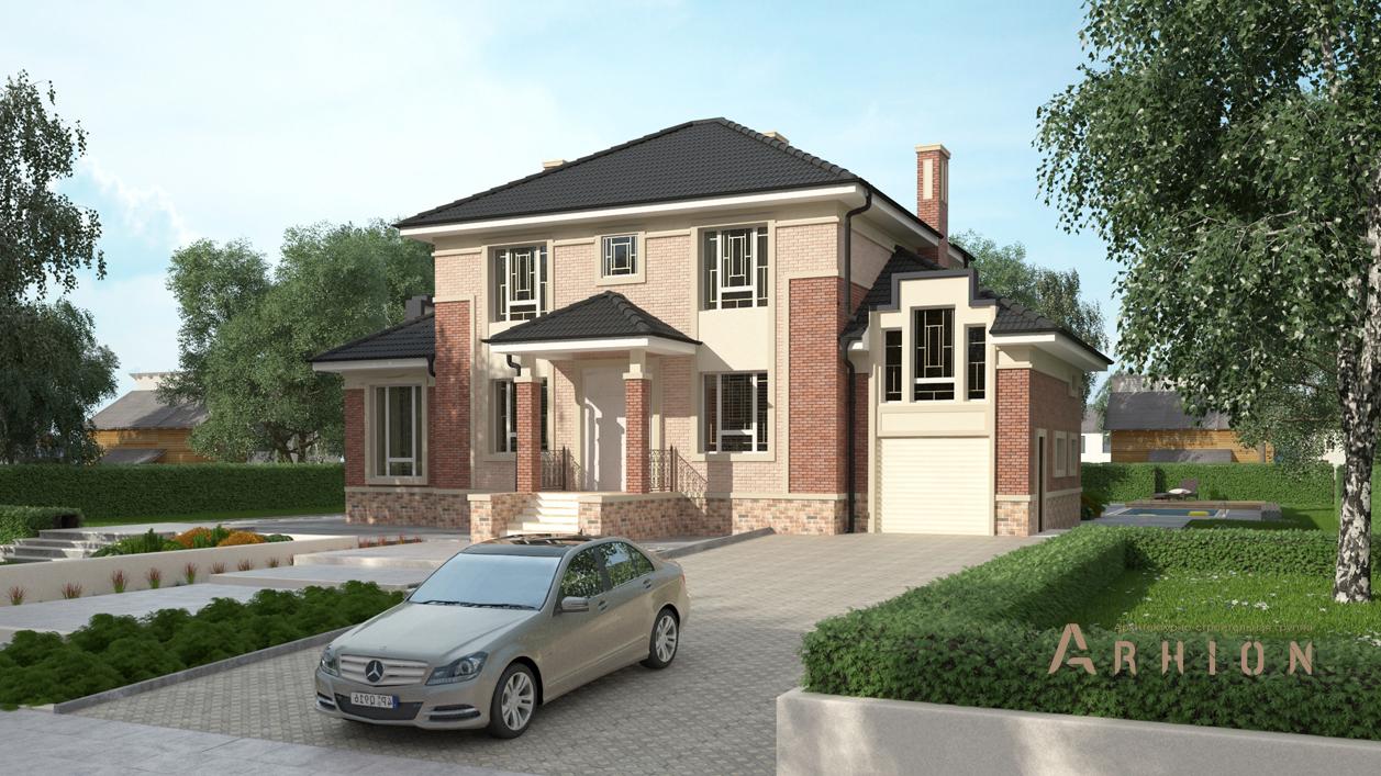 1. Проект двухэтажного дома в современном стиле с многоскатной кровлей, cp-93-47, площадью - 352 кв c цокольным этажом, сауной, терассой, гаражом, бассейном