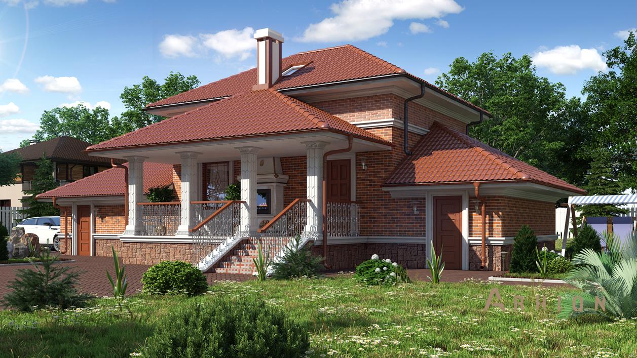 2. Проект одноэтажного дома в современном стиле с многоскатной кровлей, cp-94-07, площадью - 141 кв c мансардой, сауной, терассой