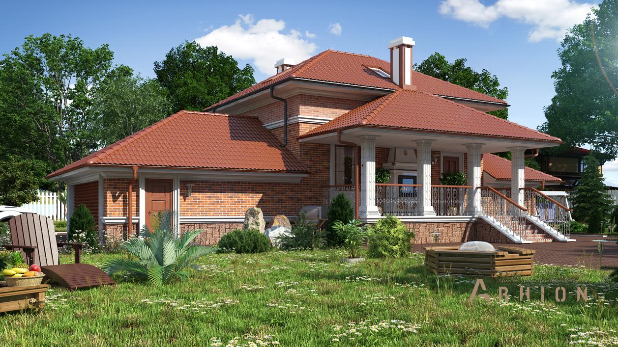 1. Проект одноэтажного дома в современном стиле с многоскатной кровлей, cp-94-07, площадью - 141 кв c мансардой, сауной, терассой