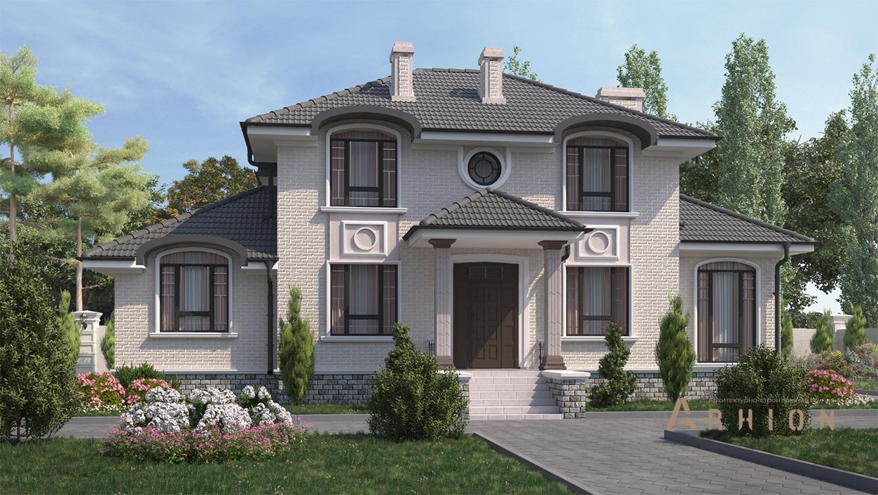 1. Проект двухэтажного дома в стиле барокко с многоскатной кровлей, cp-94-46, площадью - 171 кв c сауной