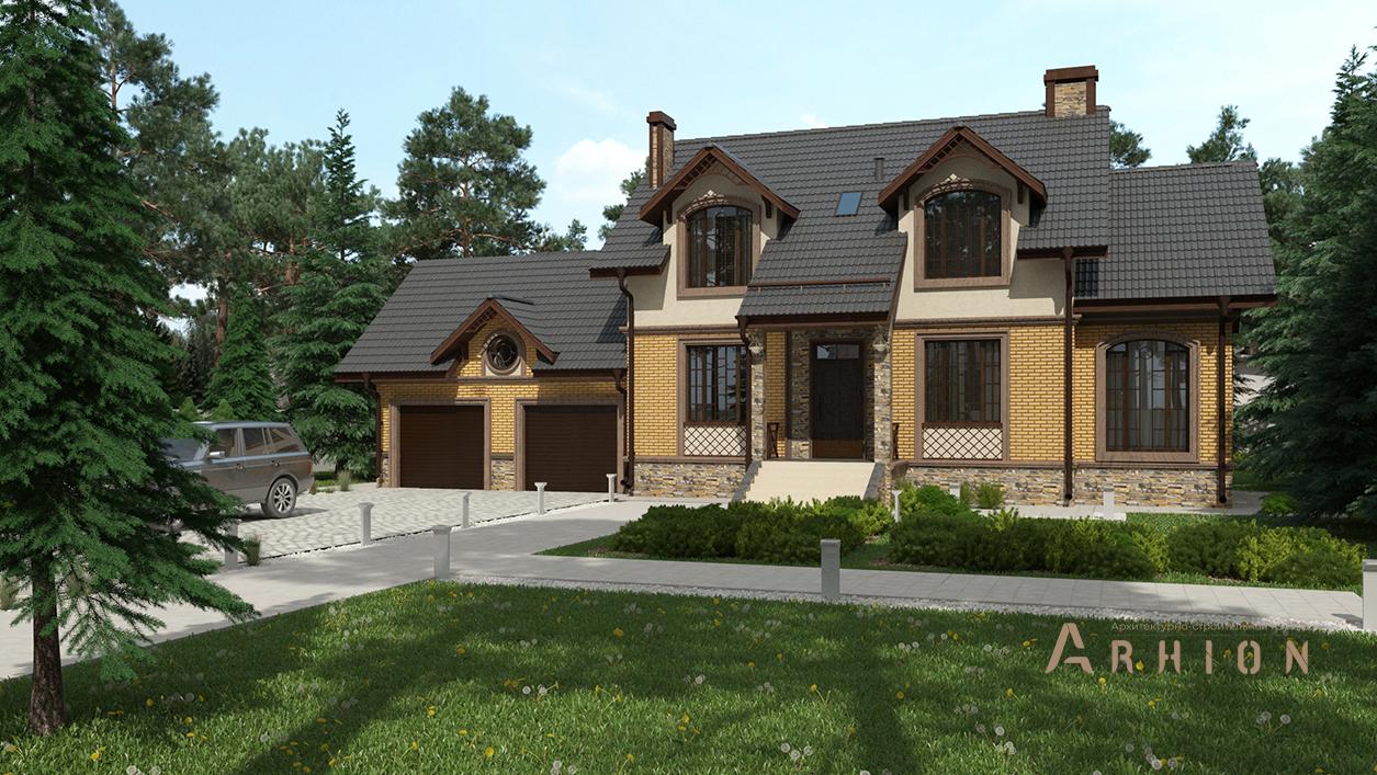 1. Проект одноэтажного дома в европейском стиле с многоскатной кровлей, cp-95-30, площадью - 178 кв c мансардой