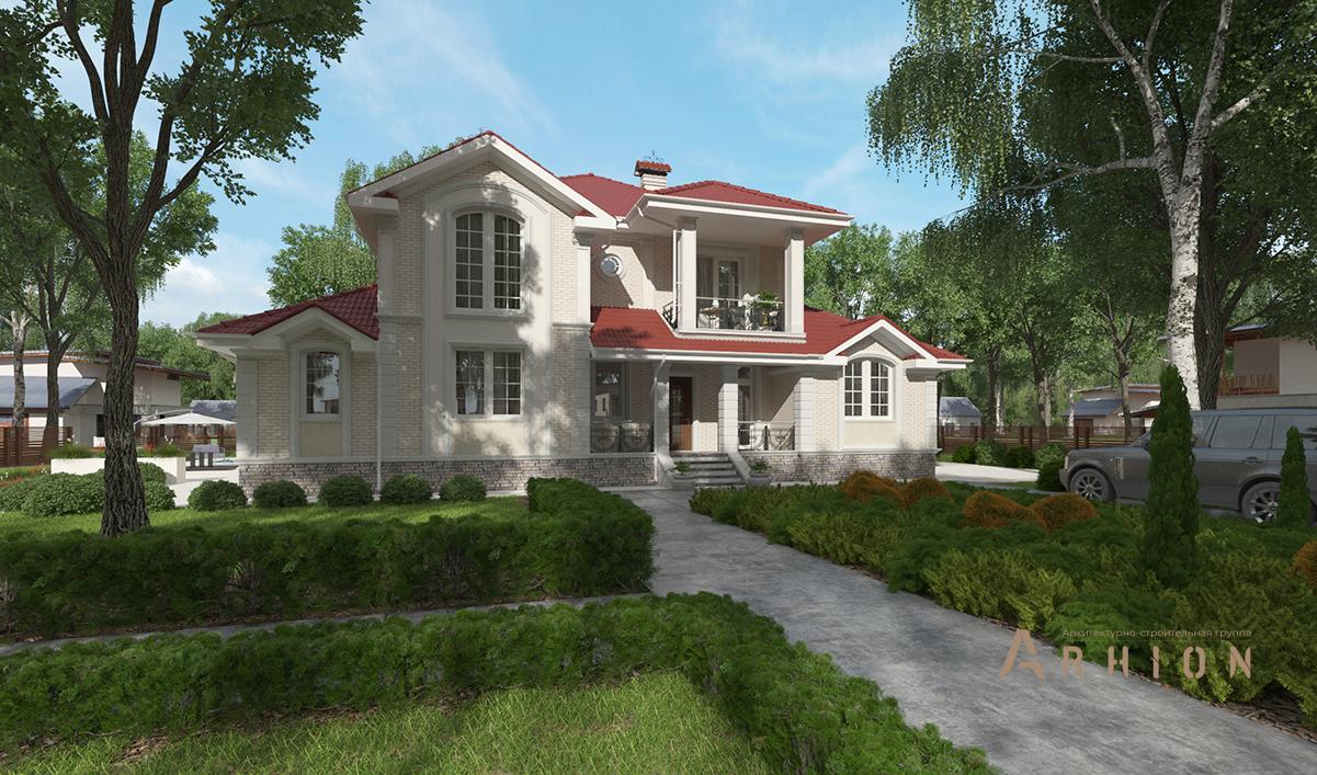 1. Проект двухэтажного дома в классическом стиле с многоскатной кровлей, cp-95-40, площадью - 287 кв c сауной, терассой, балконом