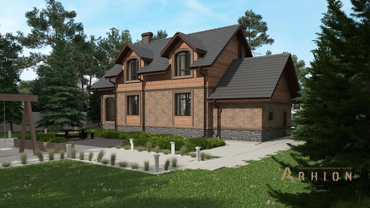 3. Проект одноэтажного дома в европейском стиле с многоскатной кровлей, cp-95-45, площадью - 169 кв c мансардой, гаражом