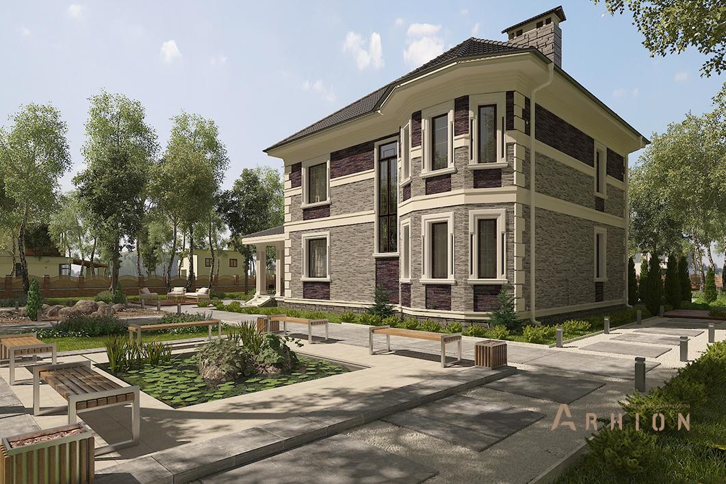 3. Проект двухэтажного дома в современном классическом стиле с многоскатной кровлей, cp-95-50, площадью - 197 кв c терассой, эркером, вторым светом