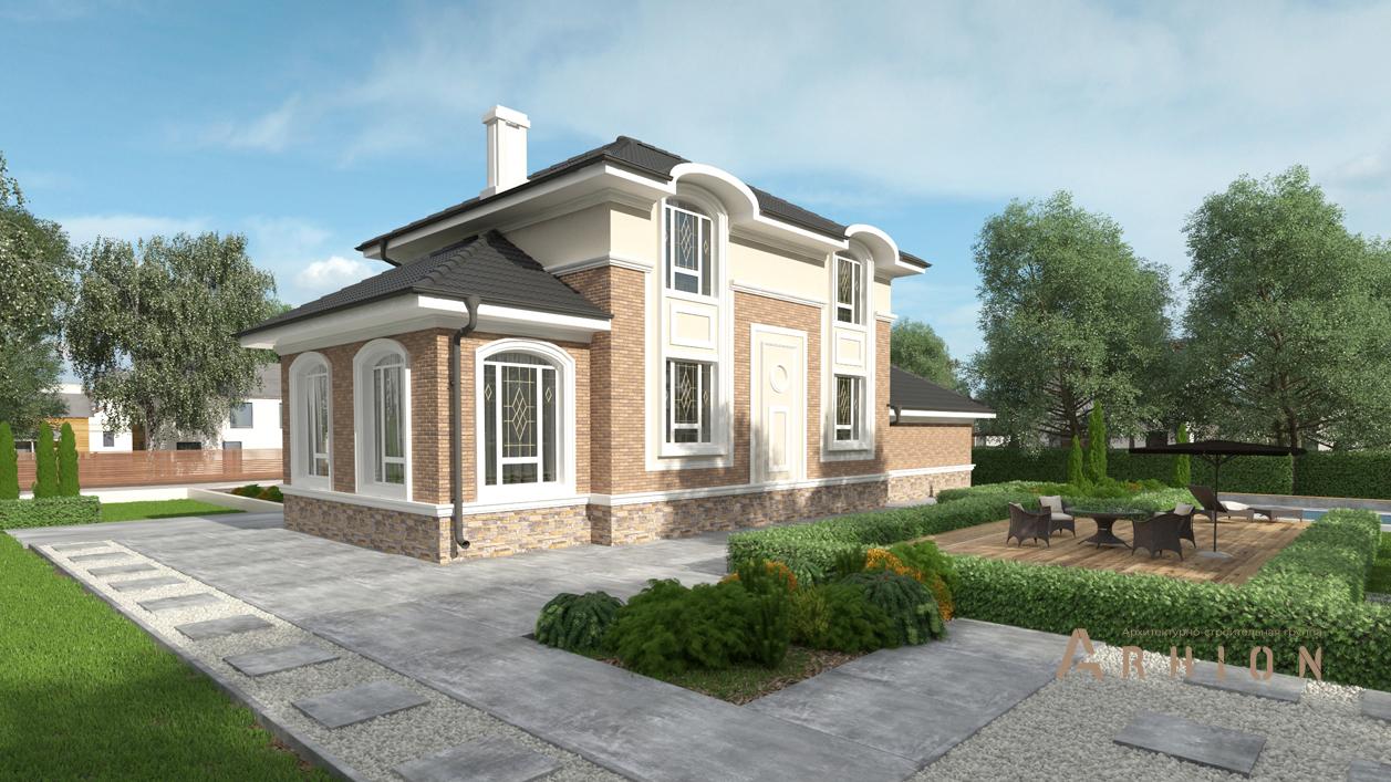 2. Проект двухэтажного дома в современном стиле с многоскатной кровлей, cp-96-02, площадью - 273 кв c цокольным этажом, сауной, гаражом