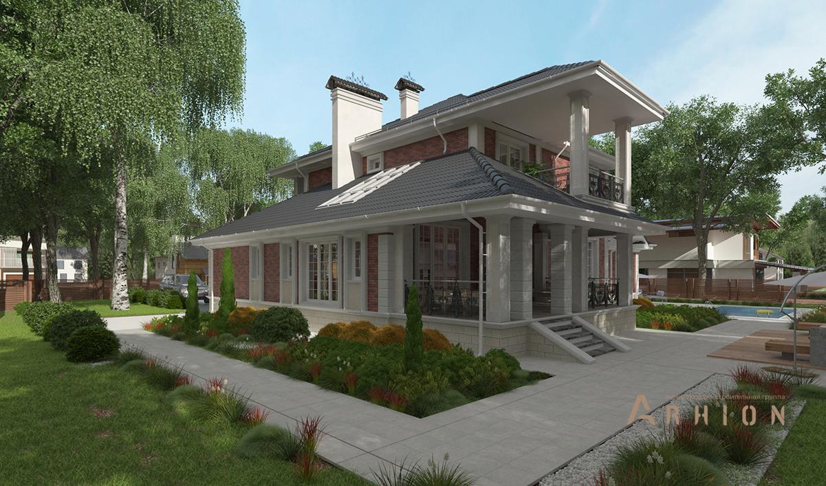 4. Проект двухэтажного дома в классическом стиле с четырехскатной, cp-96-40, площадью - 474 кв c цокольным этажом, сауной, терассой, балконом