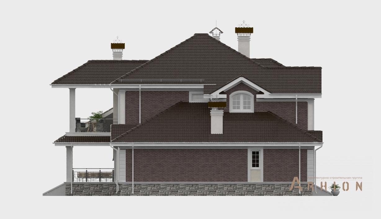 6. Проект двухэтажного дома в классическом стиле с четырехскатной, cp-96-40, площадью - 474 кв c цокольным этажом, сауной, терассой, балконом