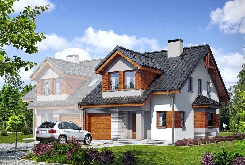 1. Проект одноэтажного дома в альпийском стиле с двускатной кровлей, DP-12, площадью - 267 кв c мансардой, балконом, гаражом