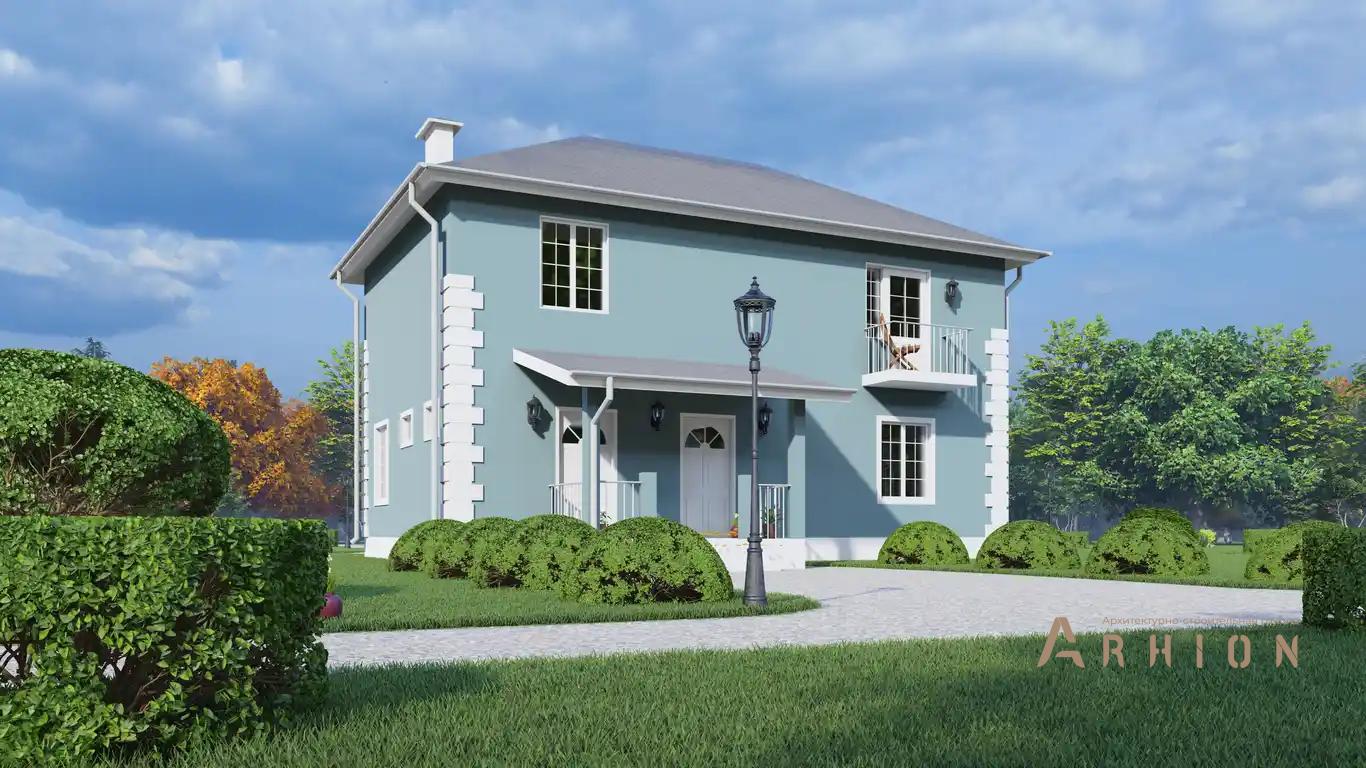 6. Проект двухэтажного дома в европейском стиле с четырехскатной, H-002, площадью - 150 кв c балконом