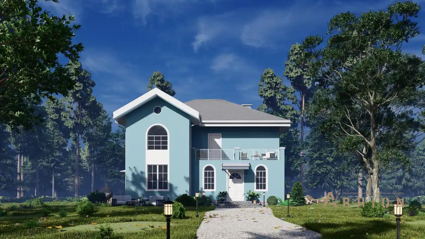 4. Проект двухэтажного дома в классическом стиле с многоскатной кровлей, H-004, площадью - 223 кв c балконом, эркером