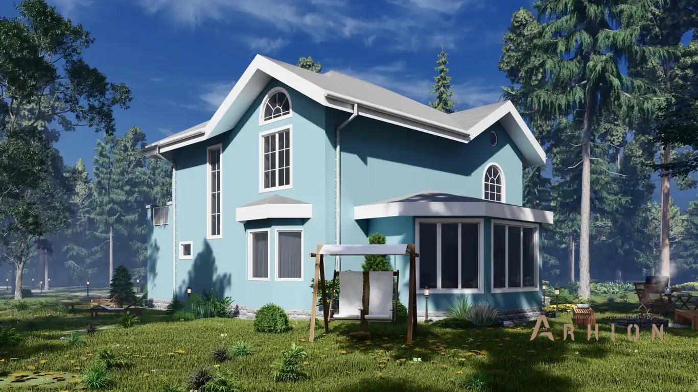 3. Проект двухэтажного дома в классическом стиле с многоскатной кровлей, H-004, площадью - 223 кв c балконом, эркером