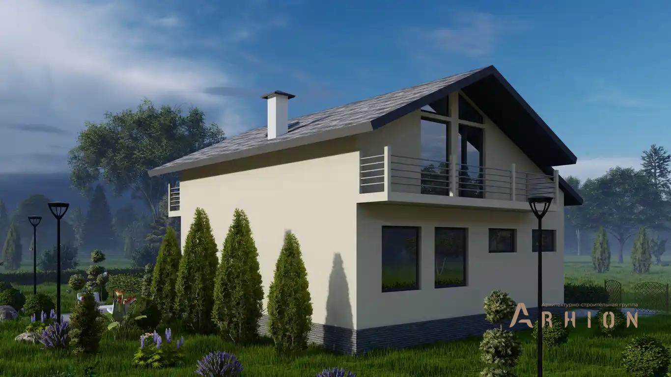 9. Проект одноэтажного дома в европейском стиле с двускатной кровлей, H-005, площадью - 159 кв c мансардой, терассой, балконом