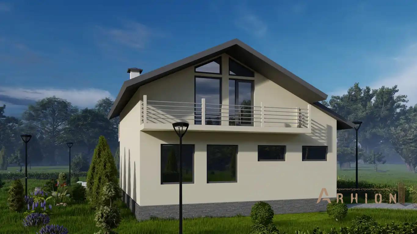 10. Проект одноэтажного дома в европейском стиле с двускатной кровлей, H-005, площадью - 159 кв c мансардой, терассой, балконом