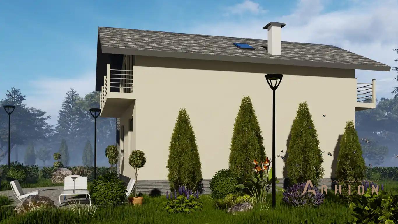 5. Проект одноэтажного дома в европейском стиле с двускатной кровлей, H-005, площадью - 159 кв c мансардой, терассой, балконом