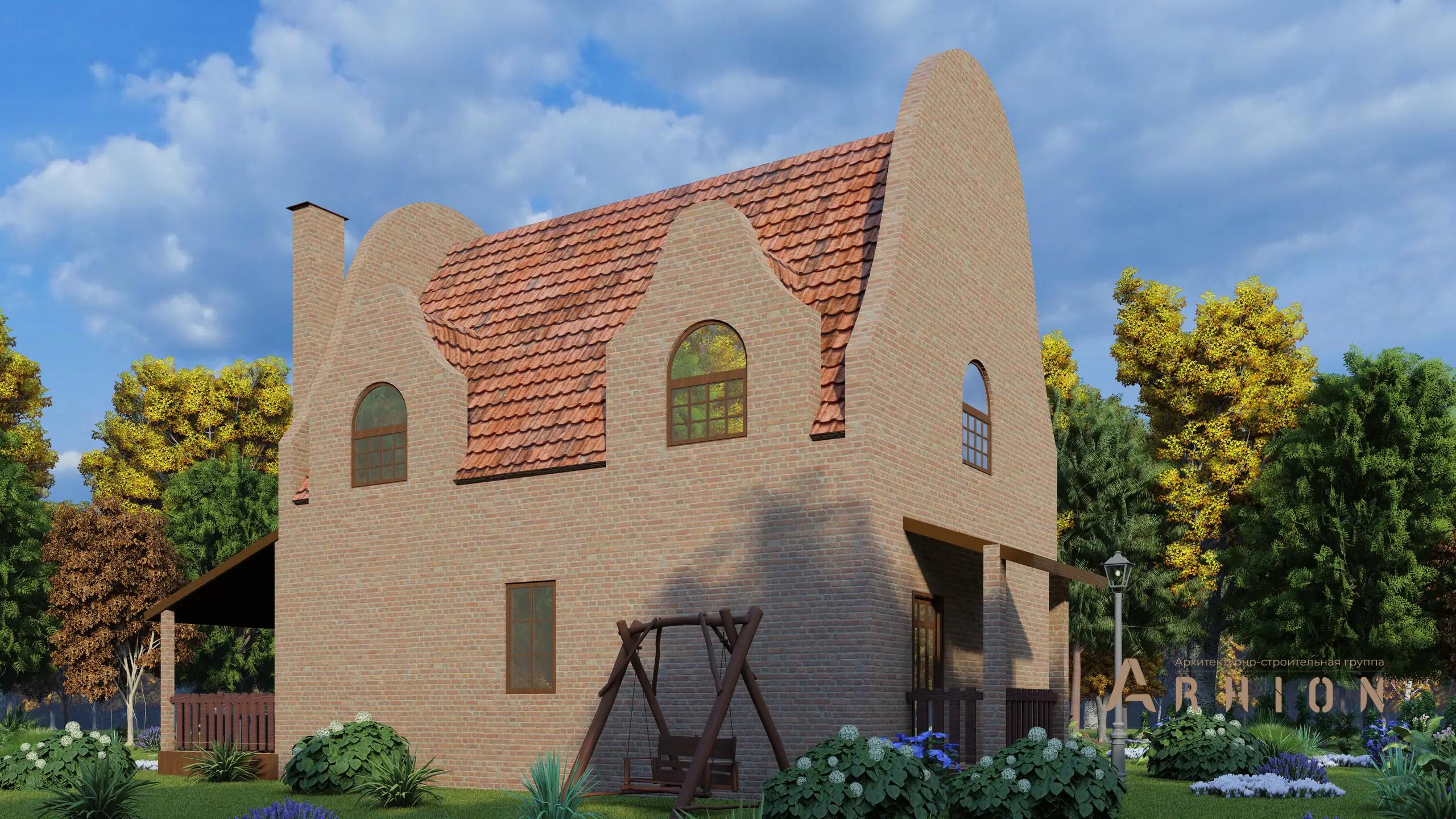 13. Проект двухэтажного дома в европейском стиле с плоской кровлей , H-006, площадью - 140 кв c мансардой, терассой