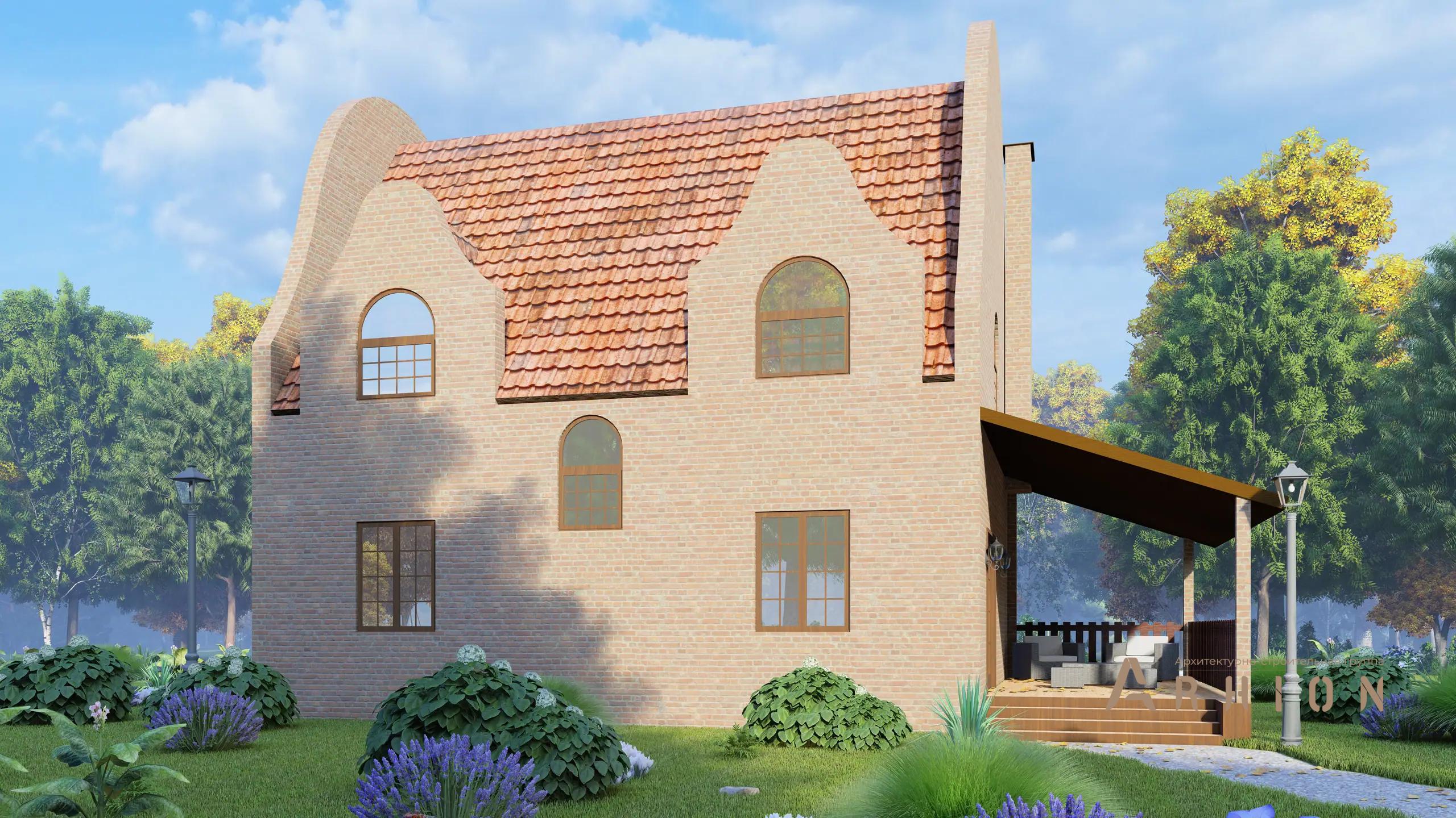 4. Проект двухэтажного дома в европейском стиле с плоской кровлей , H-006, площадью - 140 кв c мансардой, терассой