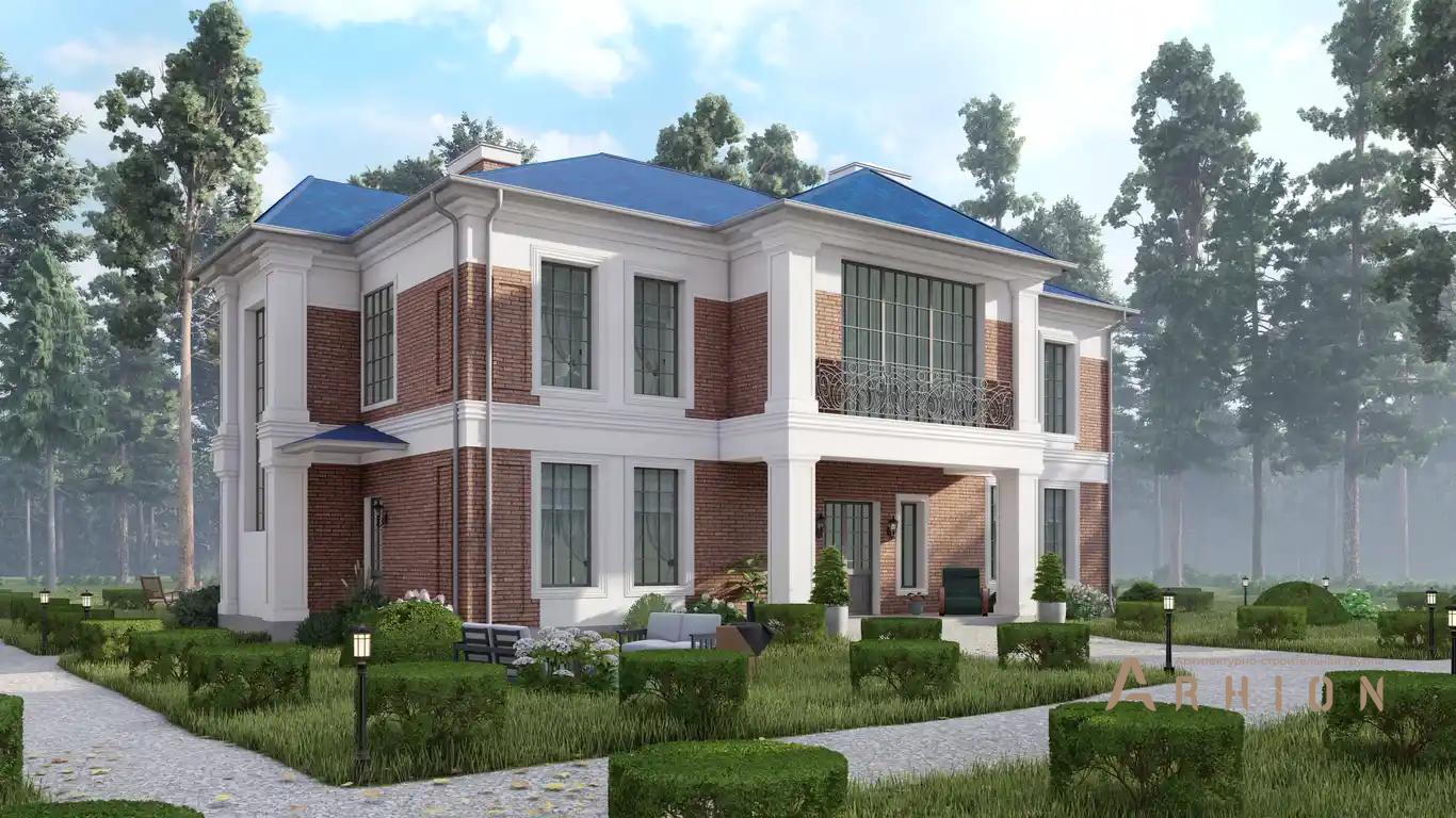 9. Проект двухэтажного дома в классическом стиле с многоскатной кровлей, H-008, площадью - 370 кв c терассой