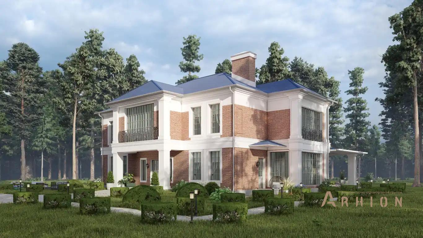 6. Проект двухэтажного дома в классическом стиле с многоскатной кровлей, H-008, площадью - 370 кв c терассой