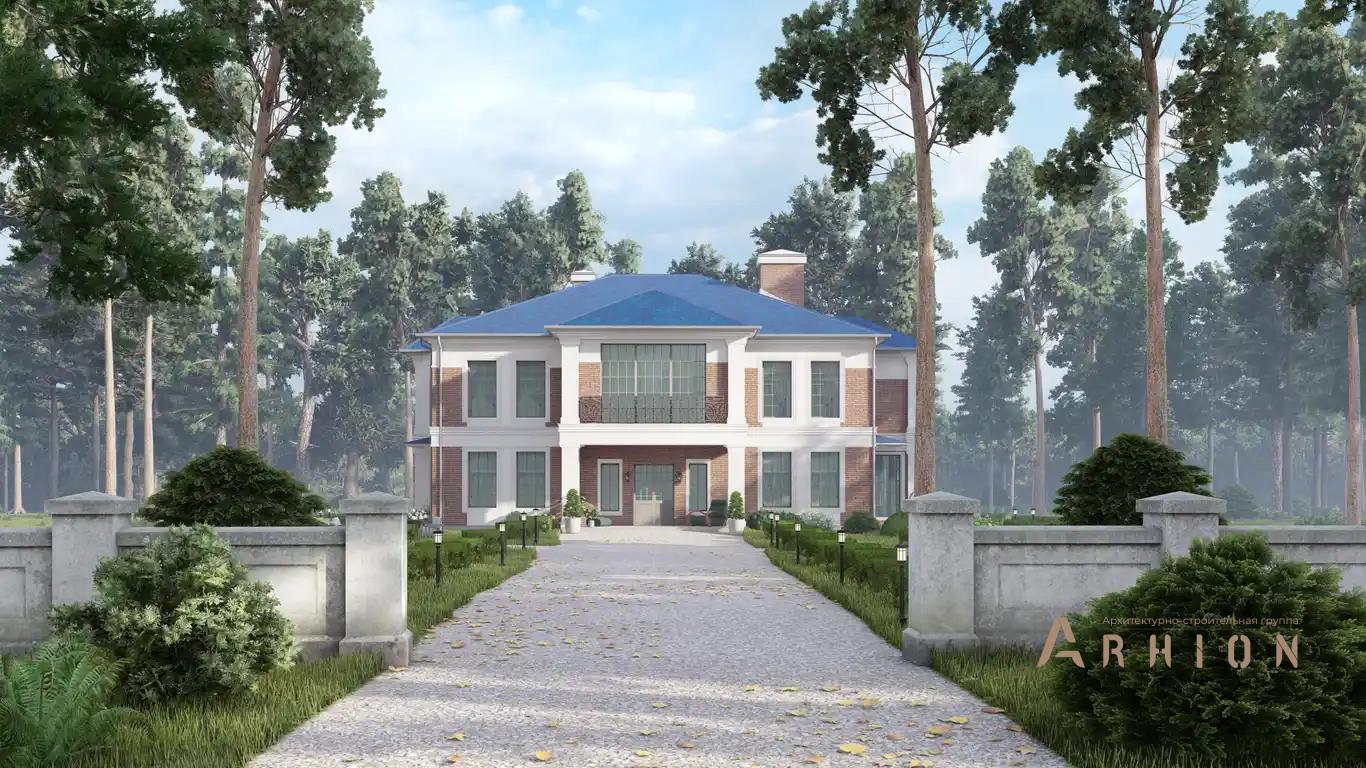 8. Проект двухэтажного дома в классическом стиле с многоскатной кровлей, H-008, площадью - 370 кв c терассой