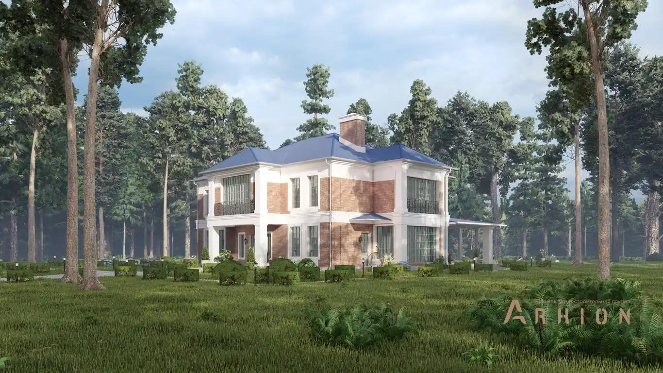 3. Проект двухэтажного дома в классическом стиле с многоскатной кровлей, H-008, площадью - 370 кв c терассой