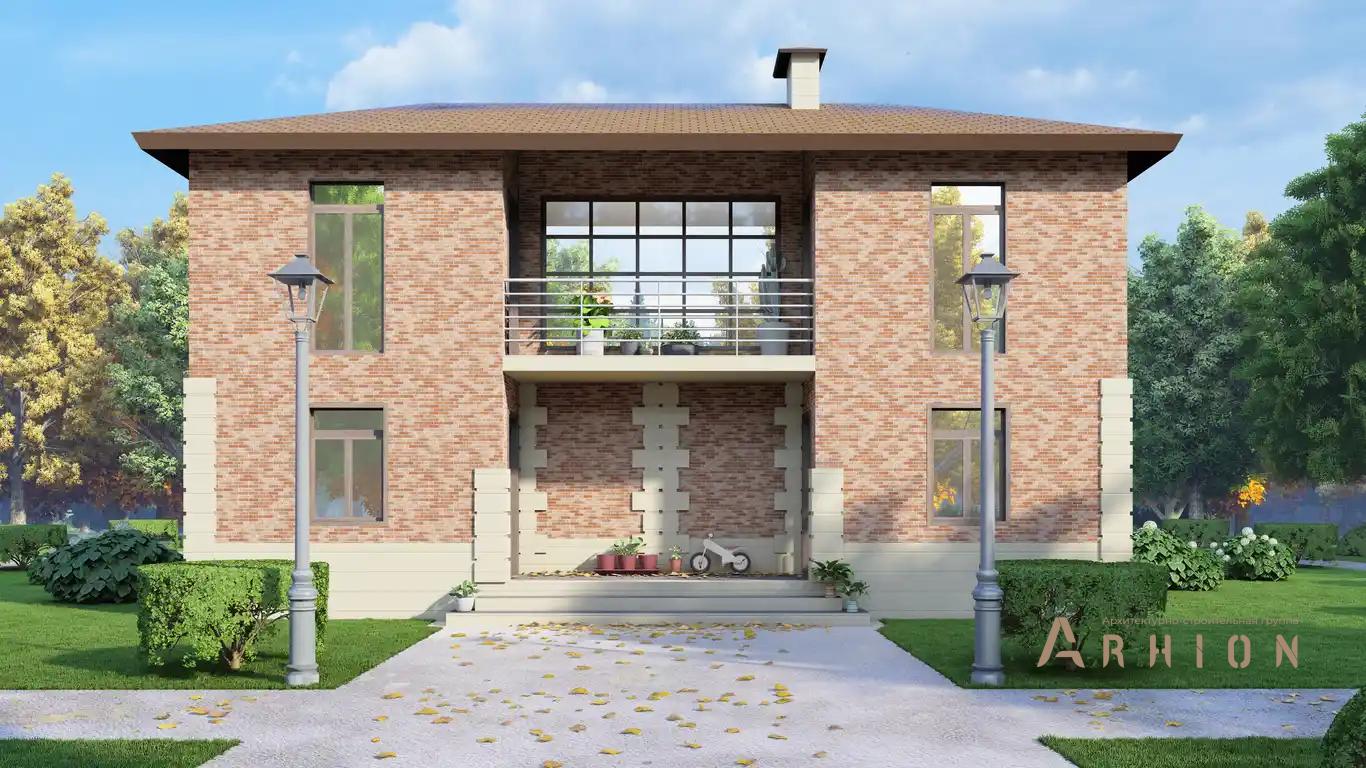 2. Проект двухэтажного дома в европейском стиле с четырехскатной, H-010, площадью - 168 кв c балконом