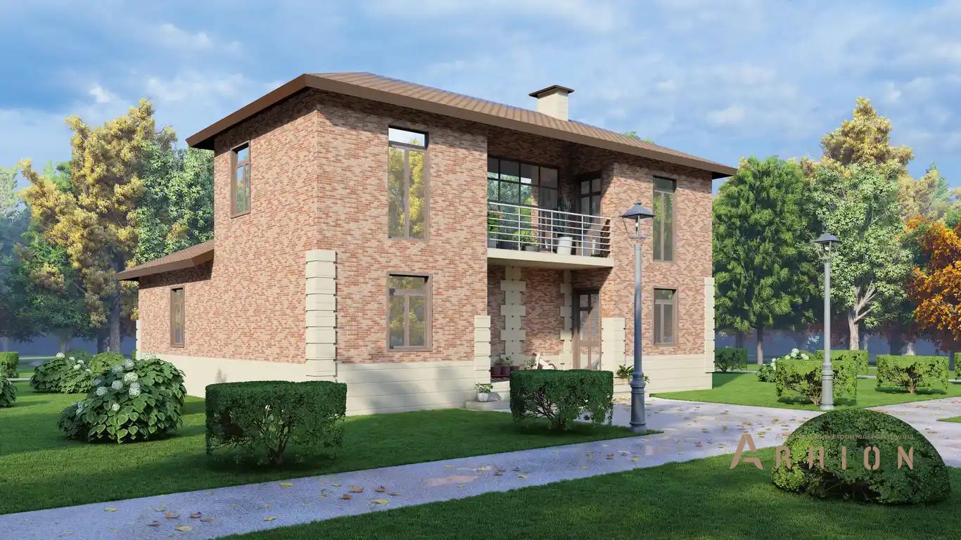 14. Проект двухэтажного дома в европейском стиле с четырехскатной, H-010, площадью - 168 кв c балконом