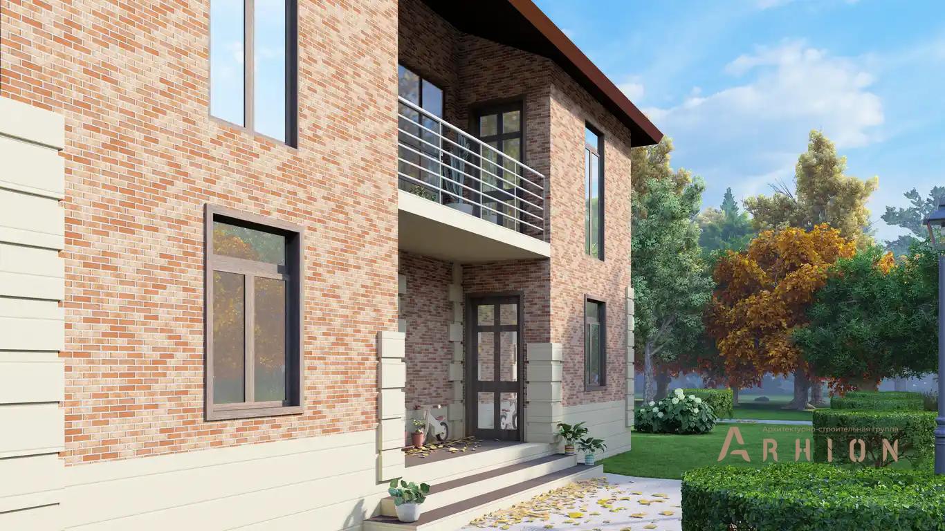 18. Проект двухэтажного дома в европейском стиле с четырехскатной, H-010, площадью - 168 кв c балконом