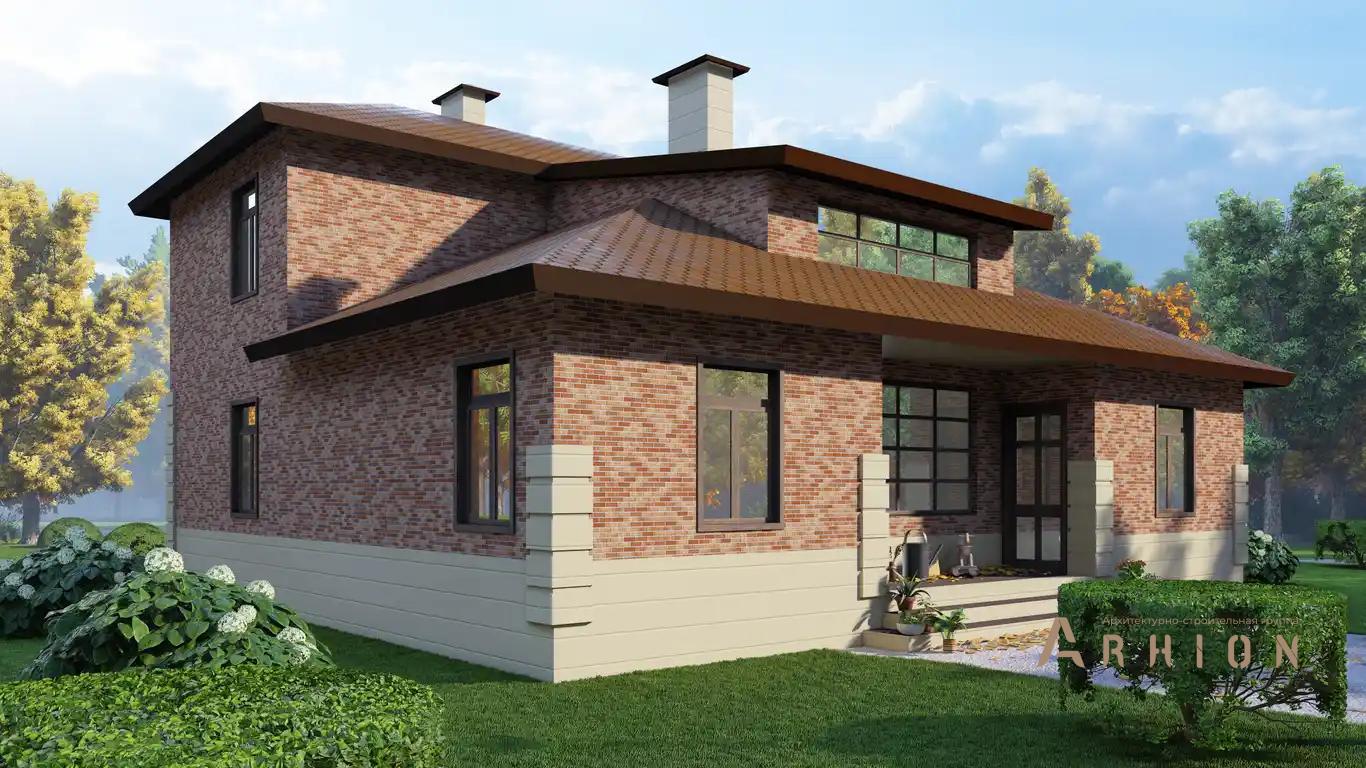 17. Проект двухэтажного дома в европейском стиле с четырехскатной, H-010, площадью - 168 кв c балконом