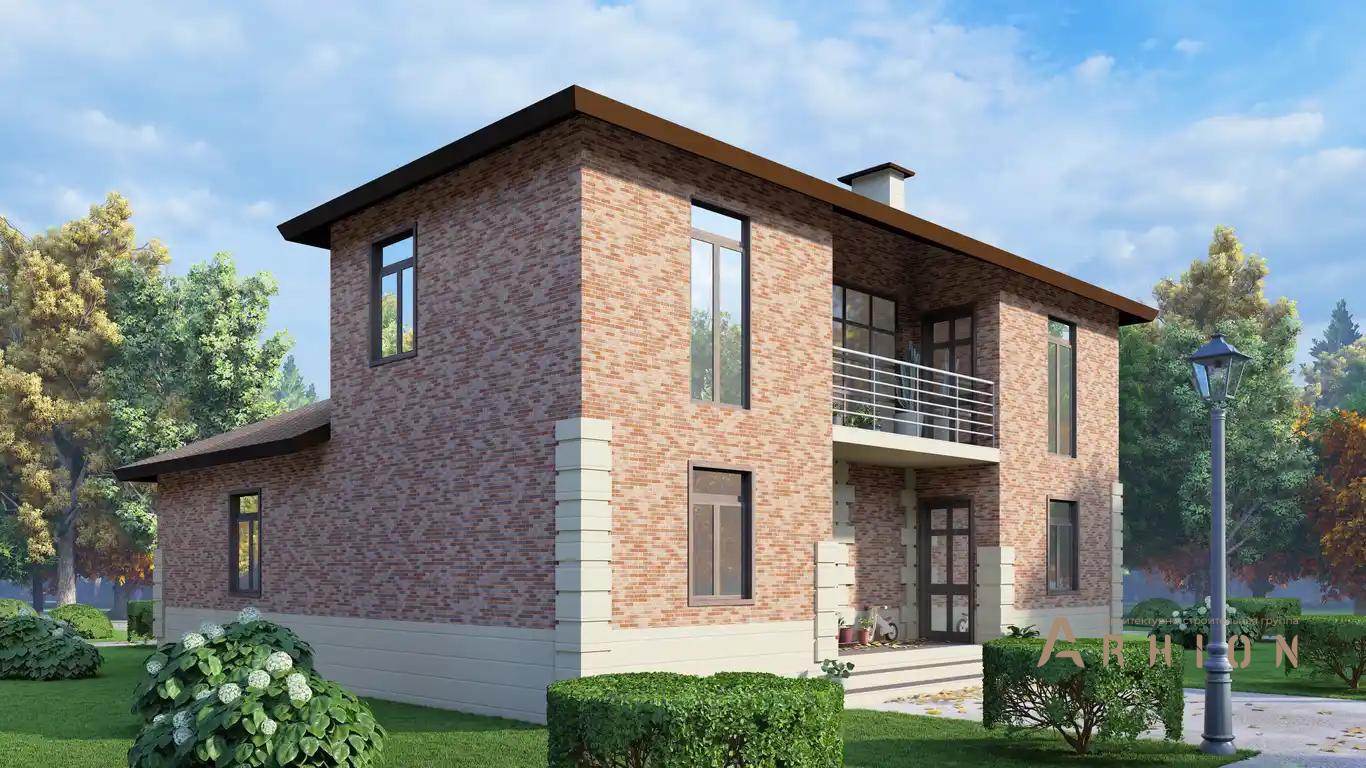 4. Проект двухэтажного дома в европейском стиле с четырехскатной, H-010, площадью - 168 кв c балконом