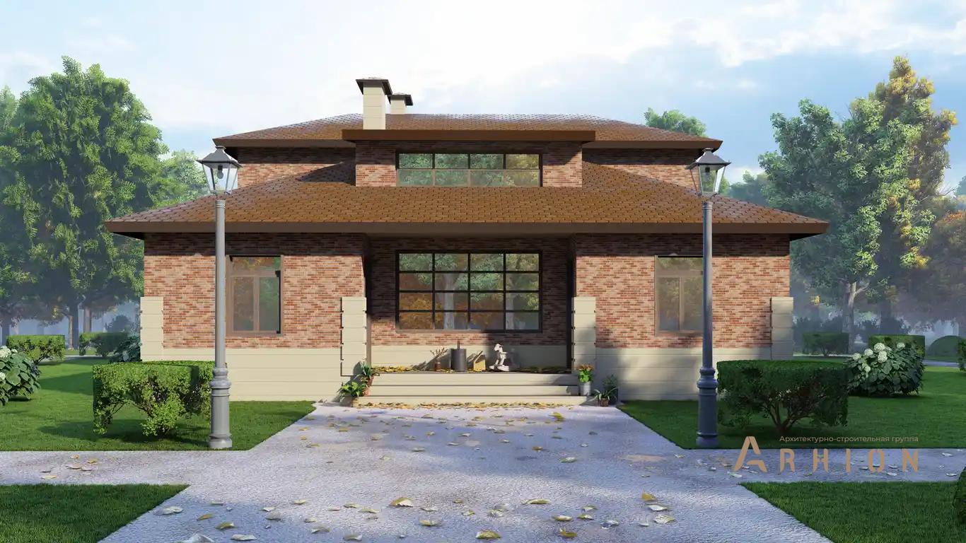 6. Проект двухэтажного дома в европейском стиле с четырехскатной, H-010, площадью - 168 кв c балконом