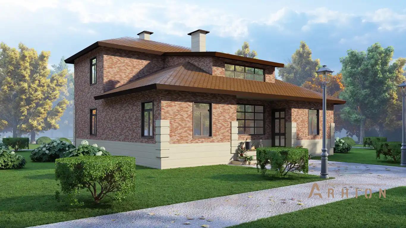 8. Проект двухэтажного дома в европейском стиле с четырехскатной, H-010, площадью - 168 кв c балконом