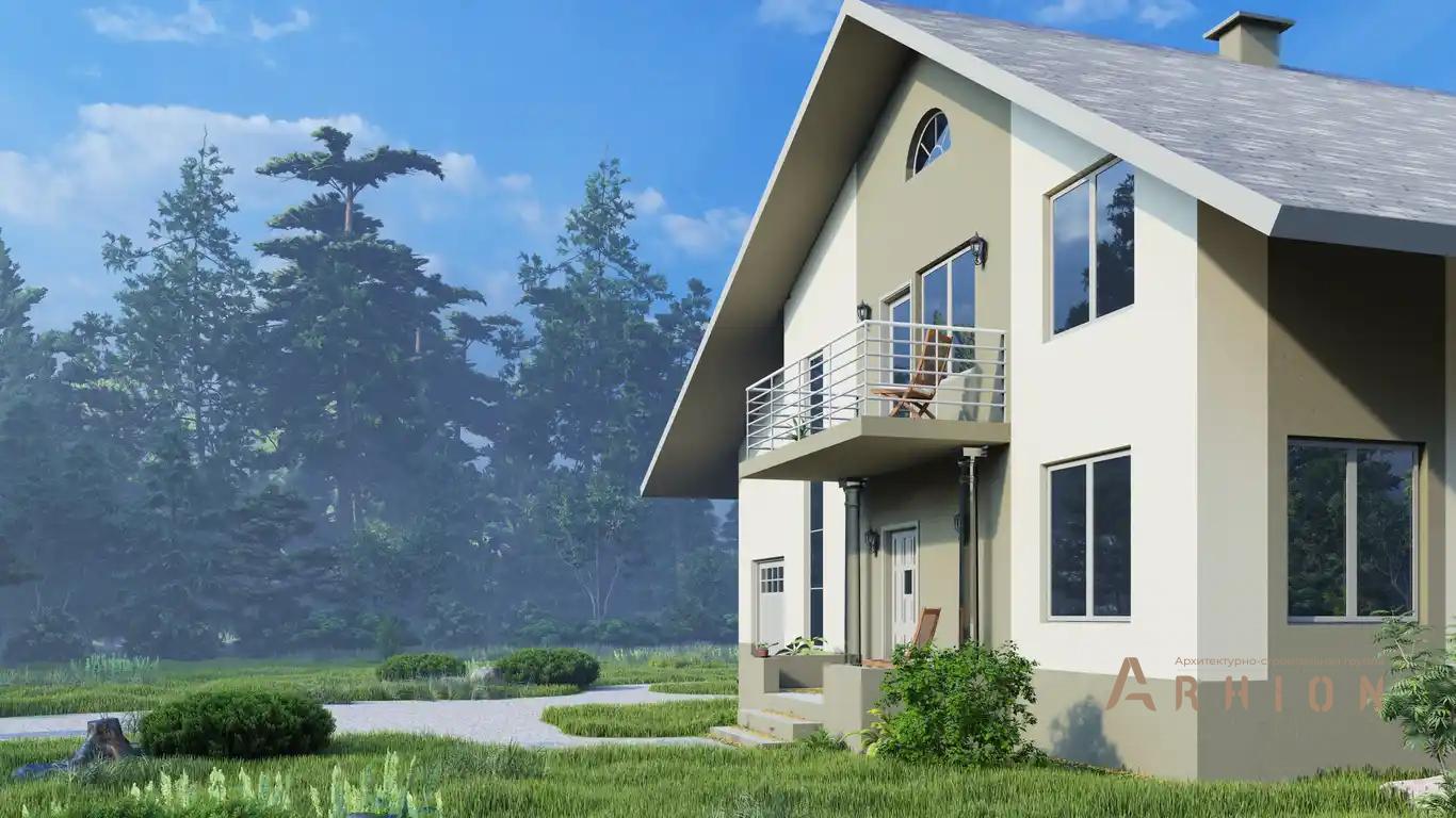 20. Проект одноэтажного дома в европейском стиле с двускатной кровлей, H-011, площадью - 279 кв c мансардой, терассой, балконом, гаражом