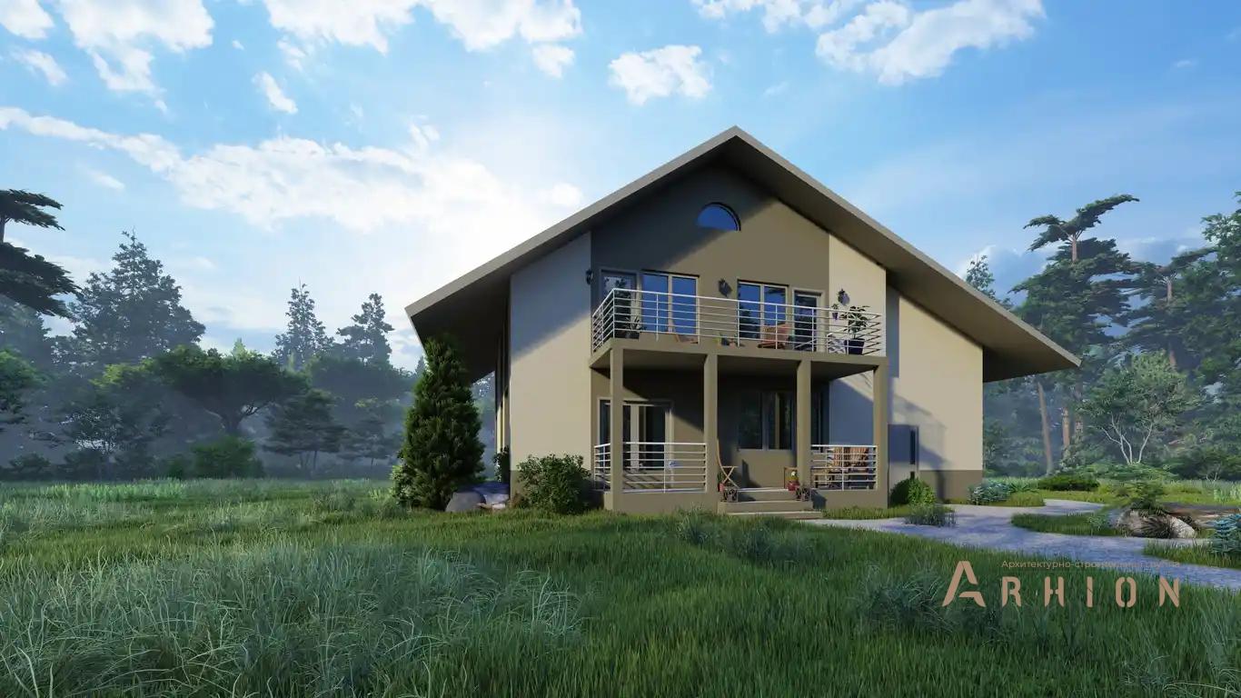 9. Проект одноэтажного дома в европейском стиле с двускатной кровлей, H-011, площадью - 279 кв c мансардой, терассой, балконом, гаражом