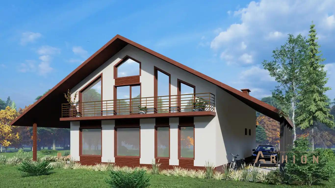 6. Проект одноэтажного дома в европейском стиле с двускатной кровлей, H-014, площадью - 317 кв c мансардой, терассой, балконом