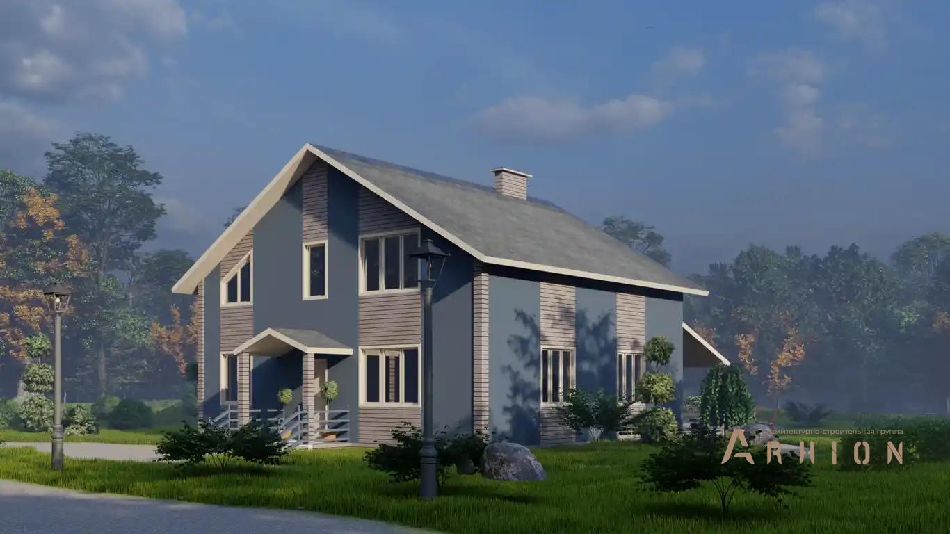 10. Проект одноэтажного дома в европейском стиле с двускатной кровлей, H-015, площадью - 203 кв c мансардой, терассой