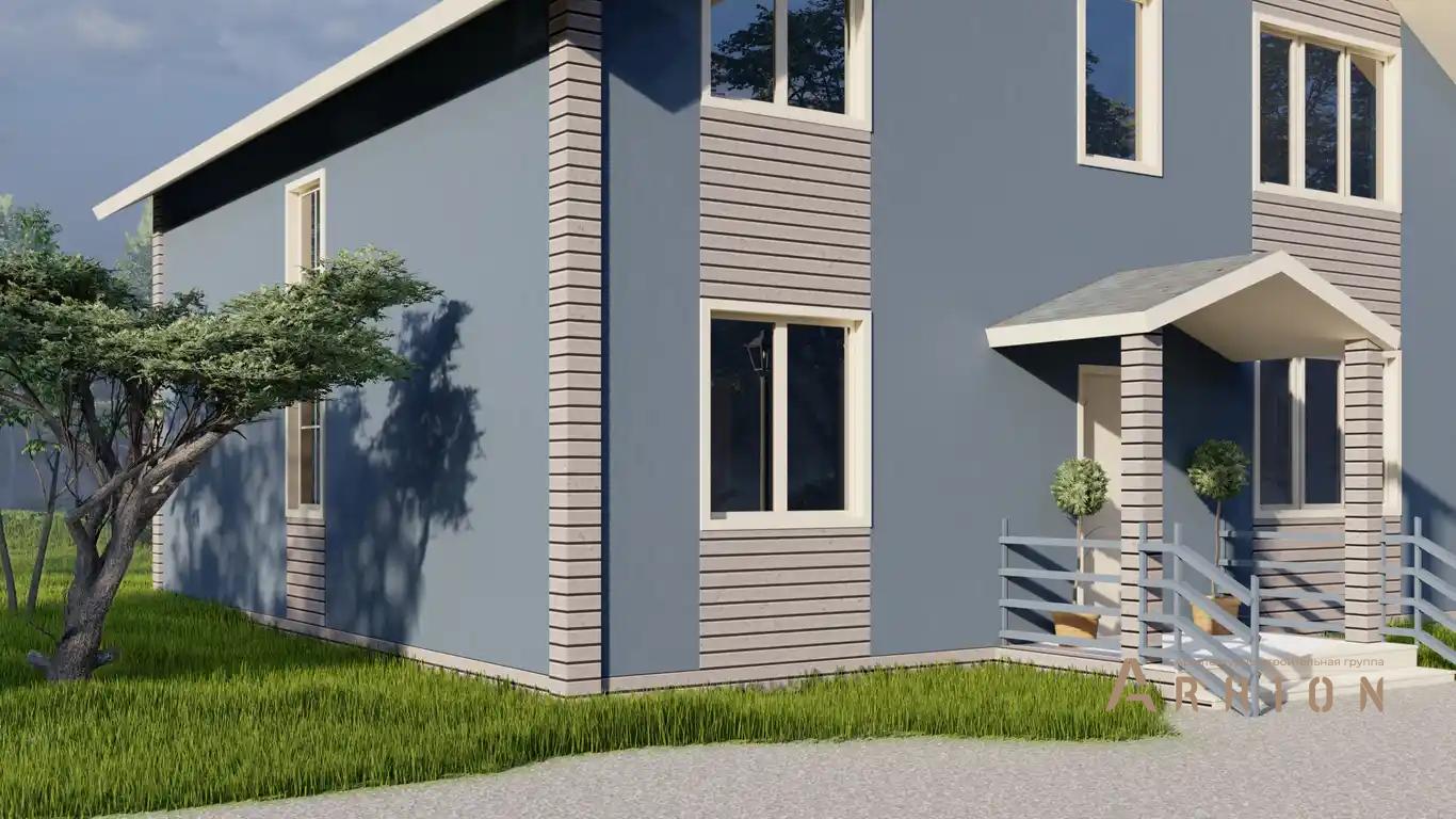 12. Проект одноэтажного дома в европейском стиле с двускатной кровлей, H-015, площадью - 203 кв c мансардой, терассой