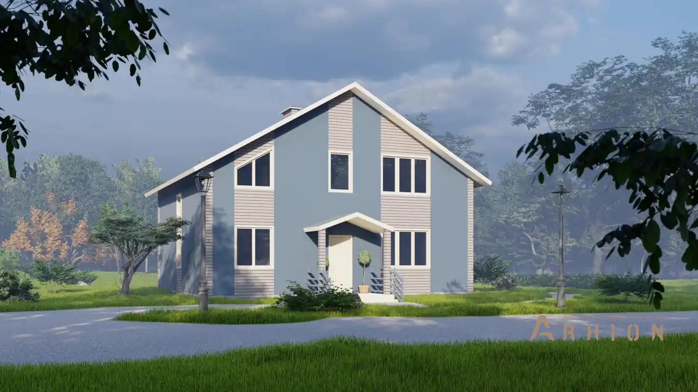 13. Проект одноэтажного дома в европейском стиле с двускатной кровлей, H-015, площадью - 203 кв c мансардой, терассой