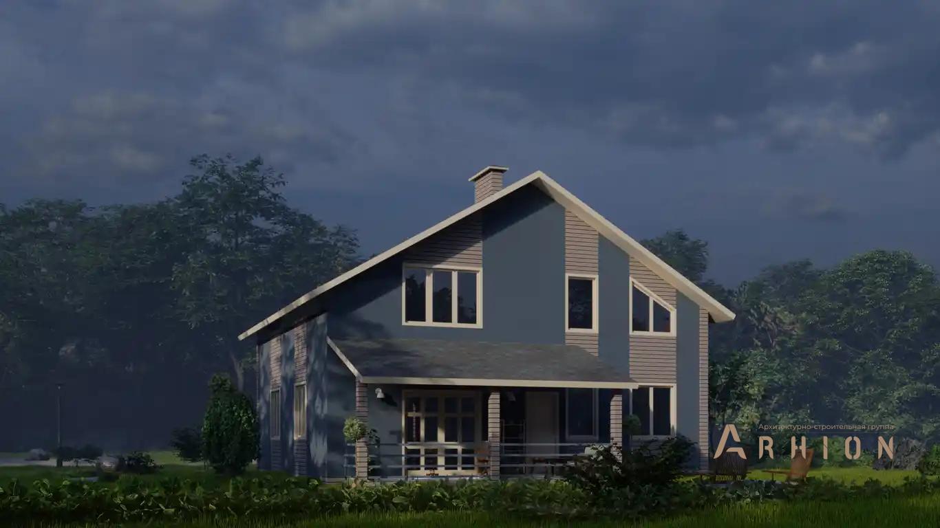 16. Проект одноэтажного дома в европейском стиле с двускатной кровлей, H-015, площадью - 203 кв c мансардой, терассой