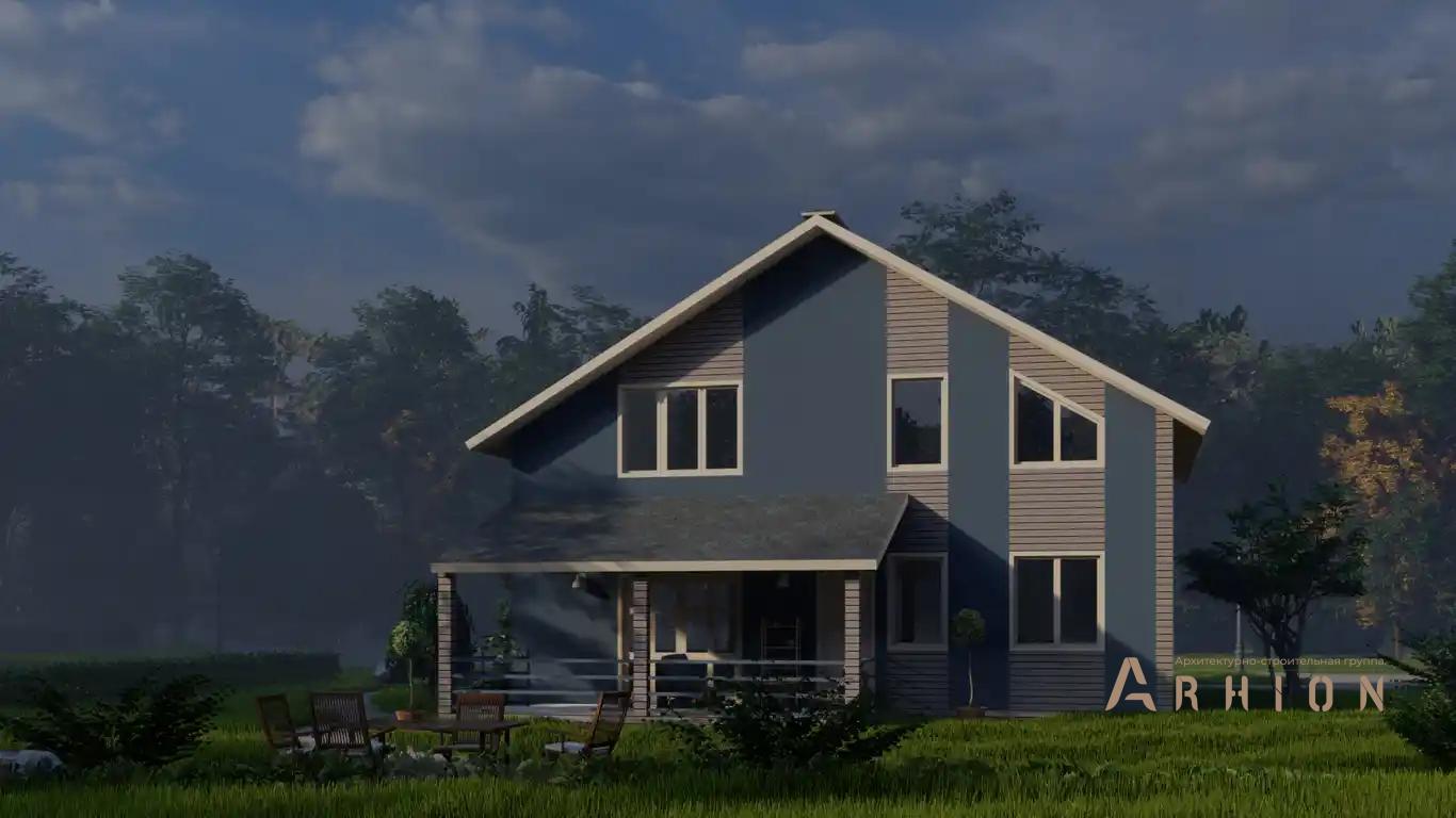 17. Проект одноэтажного дома в европейском стиле с двускатной кровлей, H-015, площадью - 203 кв c мансардой, терассой