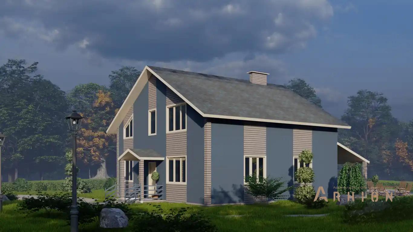 18. Проект одноэтажного дома в европейском стиле с двускатной кровлей, H-015, площадью - 203 кв c мансардой, терассой