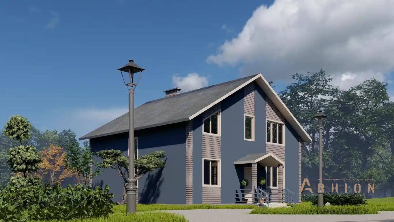 4. Проект одноэтажного дома в европейском стиле с двускатной кровлей, H-015, площадью - 203 кв c мансардой, терассой