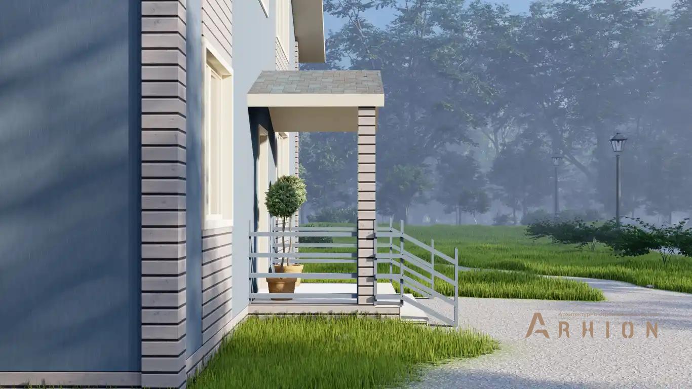 19. Проект одноэтажного дома в европейском стиле с двускатной кровлей, H-015, площадью - 203 кв c мансардой, терассой