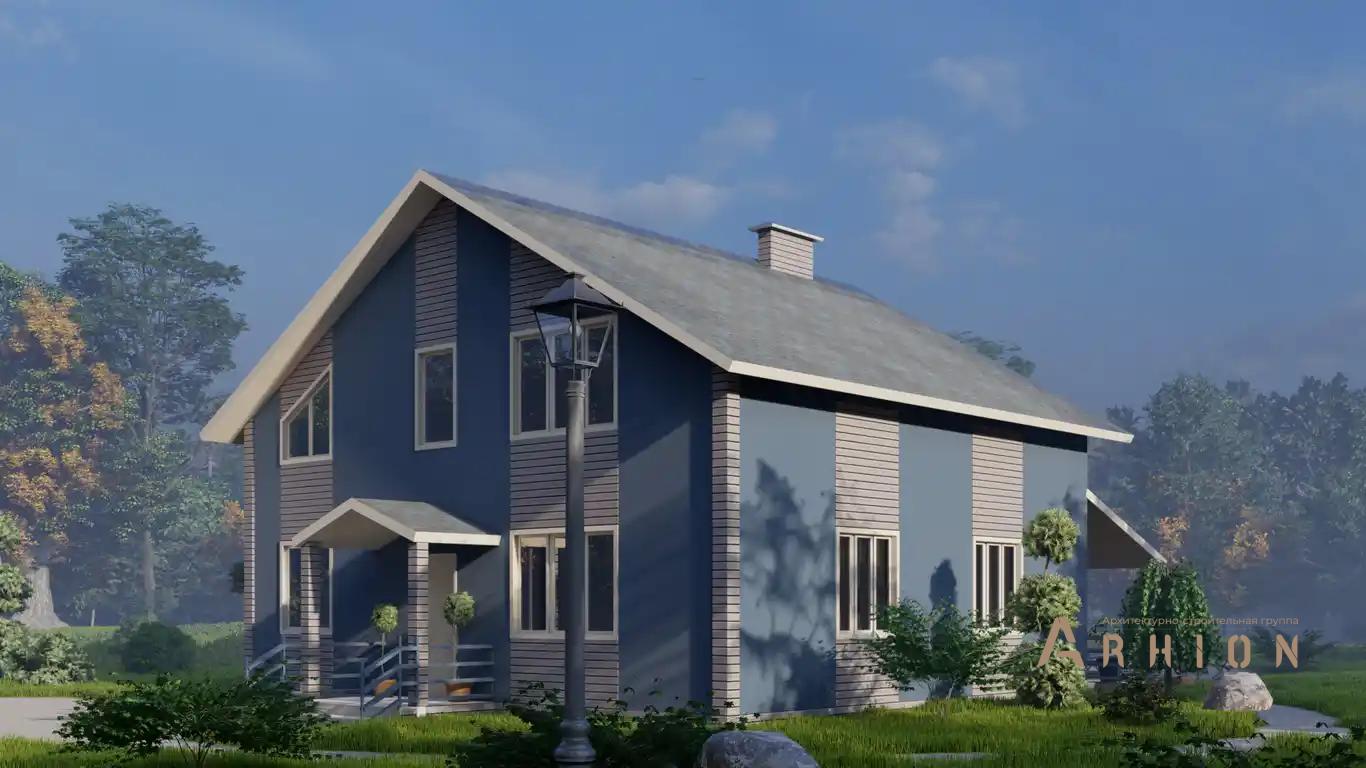 3. Проект одноэтажного дома в европейском стиле с двускатной кровлей, H-015, площадью - 203 кв c мансардой, терассой