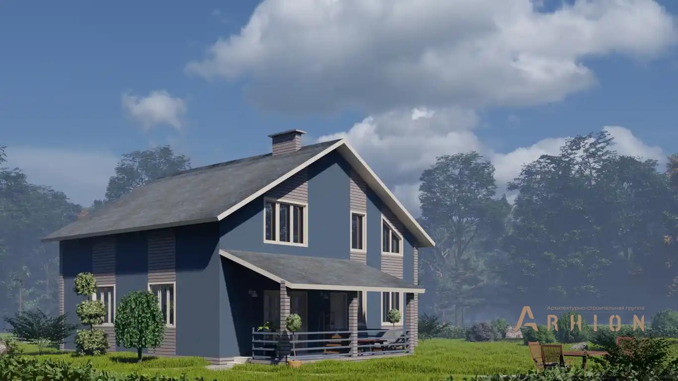 5. Проект одноэтажного дома в европейском стиле с двускатной кровлей, H-015, площадью - 203 кв c мансардой, терассой