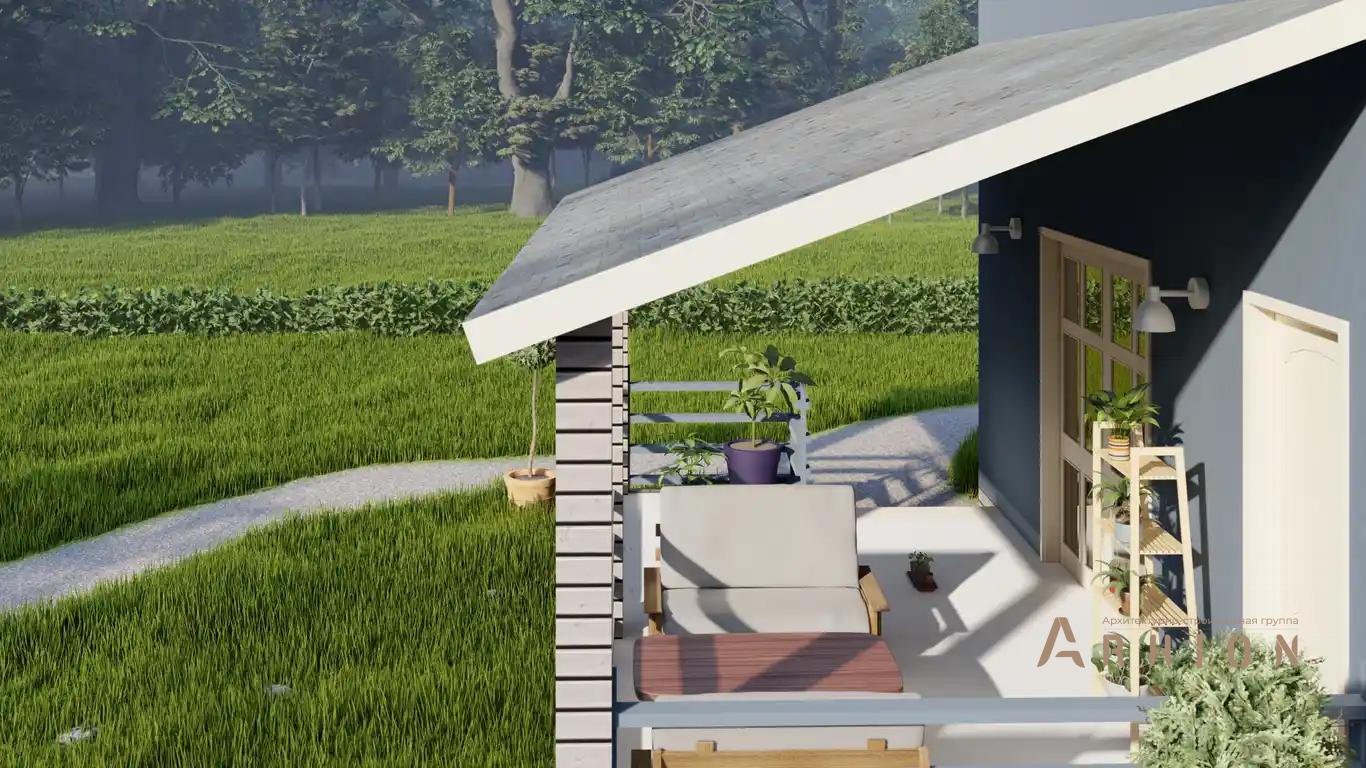 7. Проект одноэтажного дома в европейском стиле с двускатной кровлей, H-015, площадью - 203 кв c мансардой, терассой